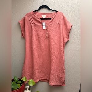 UpWest Salmon Pink 100% Cotton TShirt Dress
